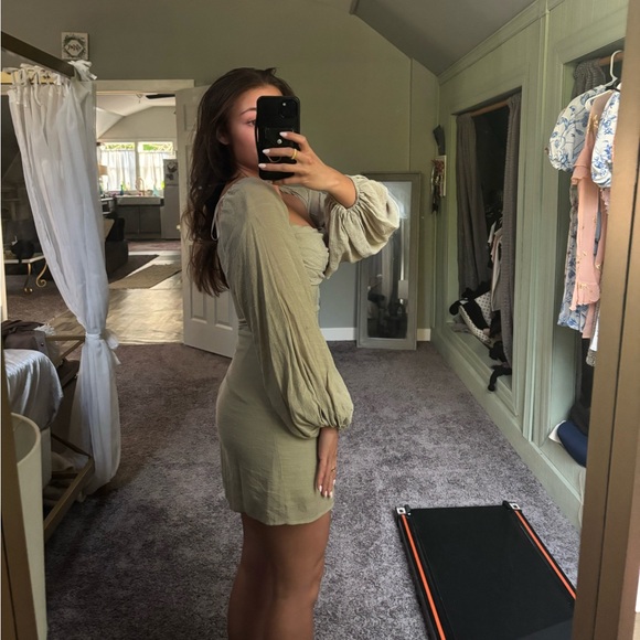 Princess Polly Warra Mini Dress in Sage - Picture 5 of 6